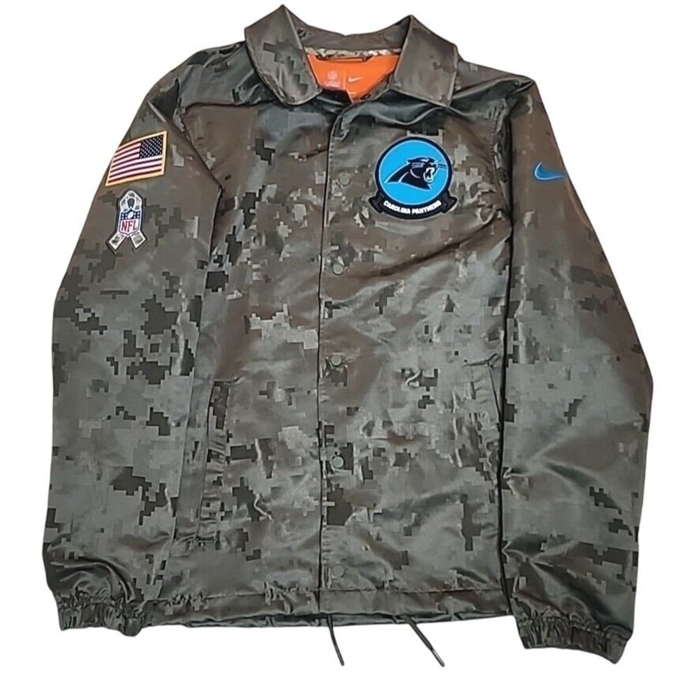 Nike Carolina Panthers Camo Jacket S On Field Apparel‎ Standard Fit Snap Button